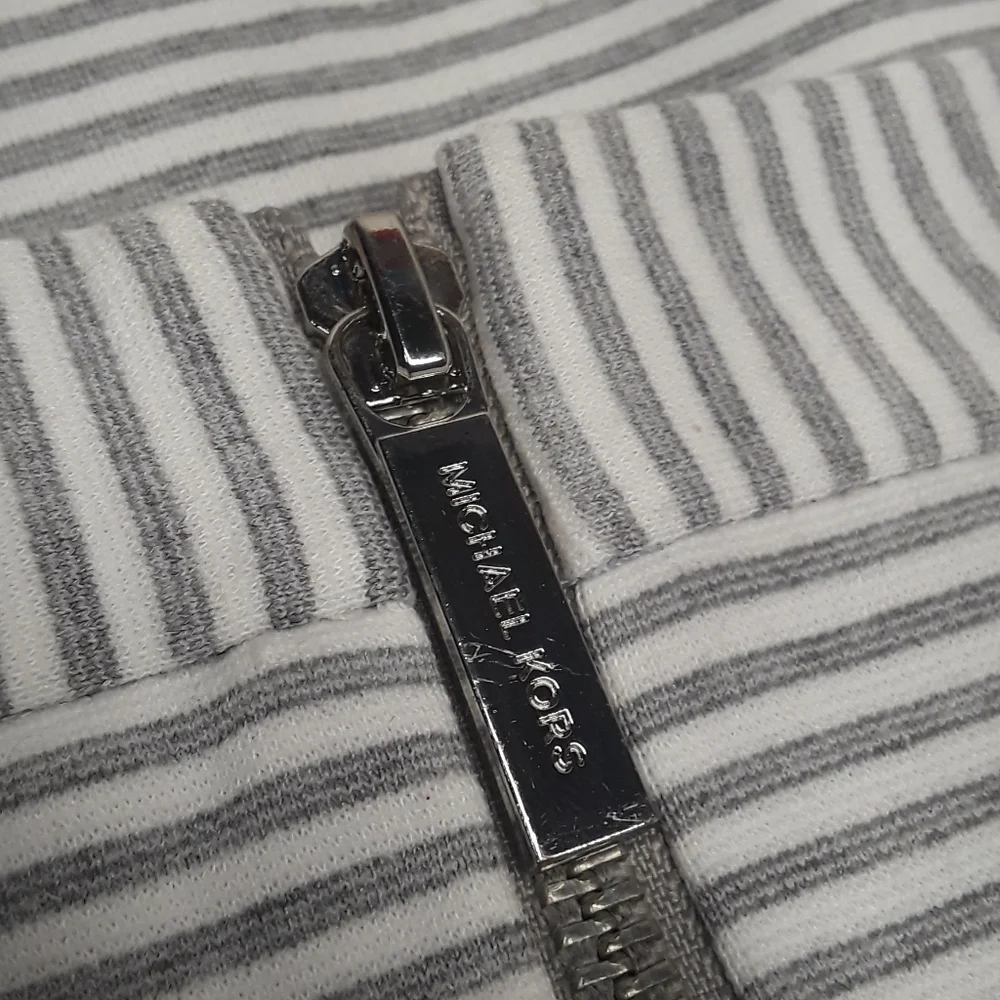 MICHAEL Michael Kors Large Skater White and Gray Striped Skirt